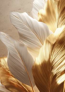 Luxurious Gold and White Leaves
