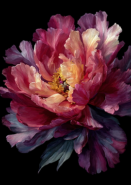 Vibrant Peony Flower Painting