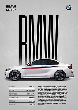 BMW M2 F87 Car Poster