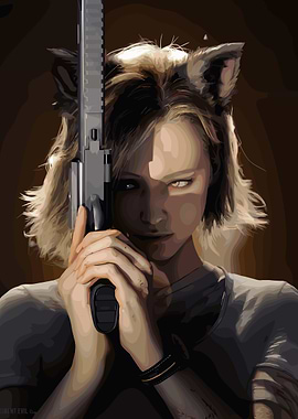 Woman with Gun and Cat Ears