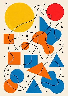 Abstract Geometric Shapes with Wavy Lines