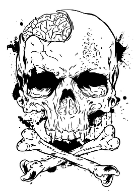 Skull and Crossbones with Brain