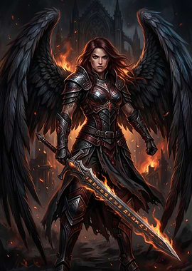 Fiery Angel Warrior with Sword