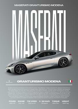 Maserati GranTurismo Modena Car Poster