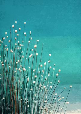 Abstract Reeds Against Teal Background