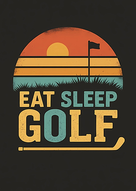 Eat Sleep Golf Retro Sunset