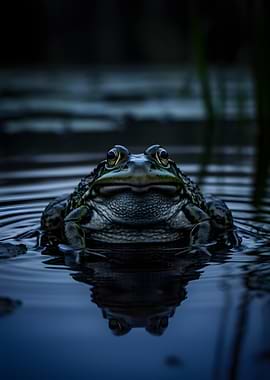 Frog in dark water