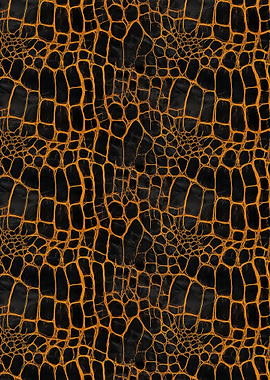 Black and Orange Crocodile Skin Texture