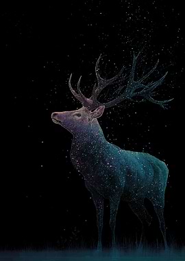 Stardust Deer in Night Sky
