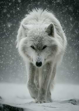 Arctic Wolf in Snowstorm
