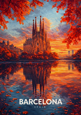 Barcelona Sagrada Familia at Sunset