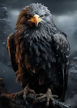 Majestic Eagle in a Stormy Landscape
