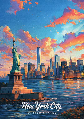 Statue of Liberty and New York City Skyline