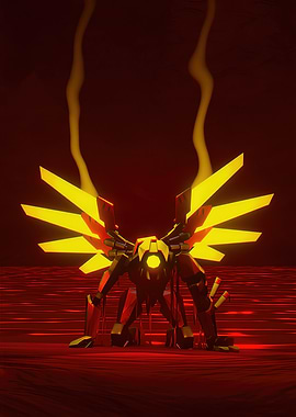 Fiery Mech with Wings