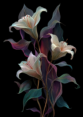 Elegant White Lilies with Dark Foliage