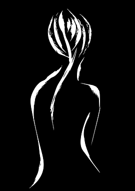 Abstract White Silhouette of a Woman