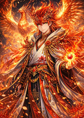 Phoenix God with Fiery Aura