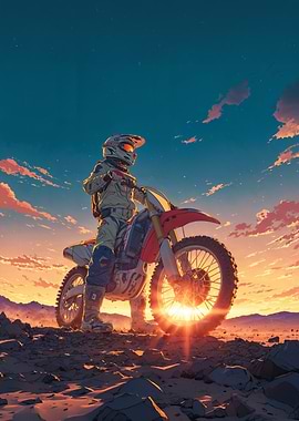 Motocross Rider at Sunset