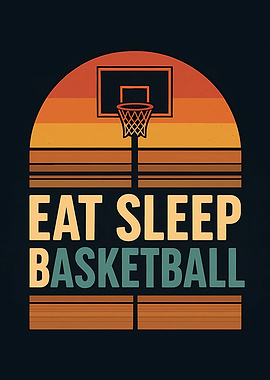 Eat Sleep Basketball Retro Sunset