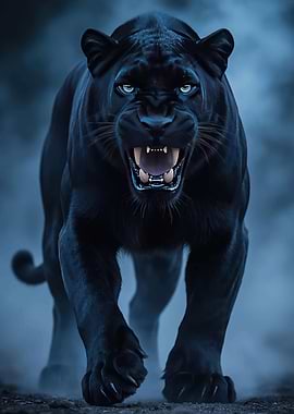 Aggressive Black Panther Roaring
