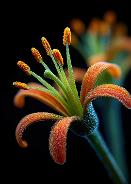 Macro shot of an orange flower stamen