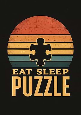Eat Sleep Puzzle Retro Sunset