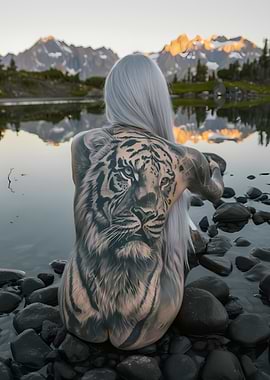 Tiger Tattoo on Woman's Back