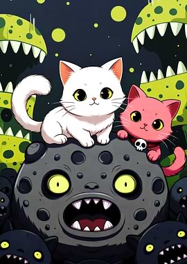 Cute Cats and Monsters Art