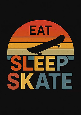 Eat Sleep Skate Retro Sunset