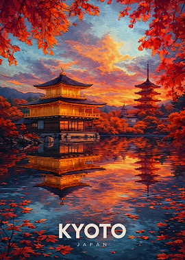 Kyoto Golden Pavilion at Sunset