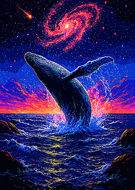 Whale breaching in a cosmic ocean