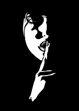 Woman Shushing with Finger to Lips