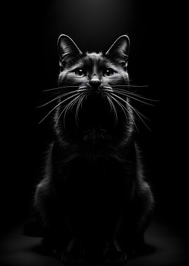 Black Cat in Dramatic Lighting