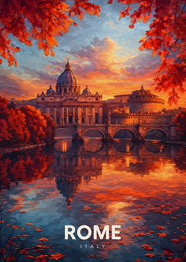 Rome cityscape at sunset