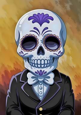 Day of the Dead Skull in Tuxedo