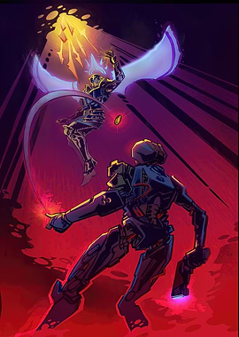 Robots and Angelic Figure Battle