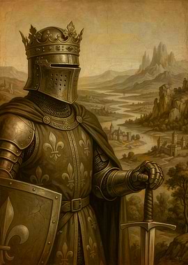 Knight King with Fleur-de-lis Armor
