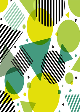 Abstract Geometric Pattern with Circles and Stripes