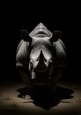 Rhinoceros in Dramatic Lighting