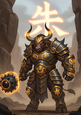 Minotaur Warrior with Glowing Armor