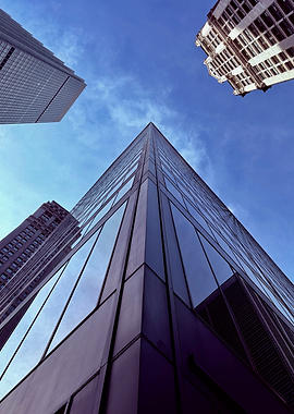 Modern City Skyscrapers Against Blue Sky