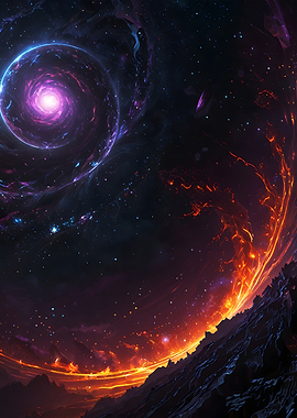 Cosmic Spiral and Fiery Landscape