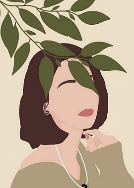 Woman with leaves and floral jewelry