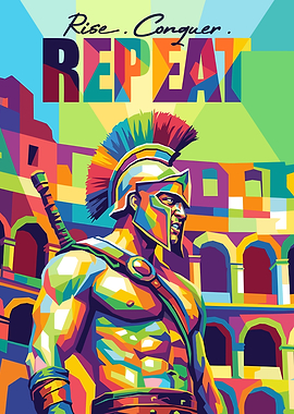 Gladiator with Roman Colosseum Background