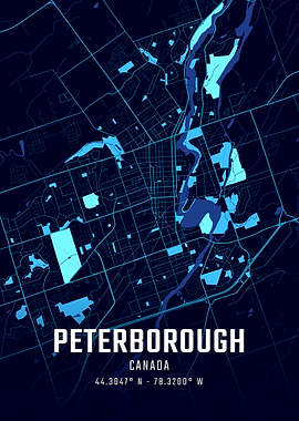 Peterborough Canada Midnight City Map