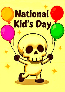 National Kid's Day Skull with Balloons