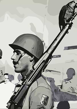 Soldier with Parrot and Rifle