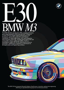 BMW M3 E30 Pop Art Poster