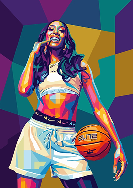 Aja Wilson Basketball Wpap Pop Art