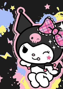 Kuromi Winking with Pink Bow